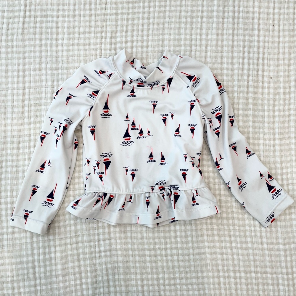 Janie and Jack Nautical Print Long Sleeve Swim Top